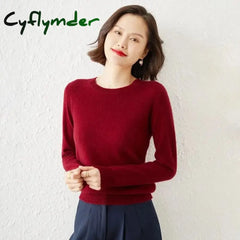 Cyflymder Sweaters Round Neck Pullover Women Keep Warm Long Sleeves Solid Color Bottoming Shirt