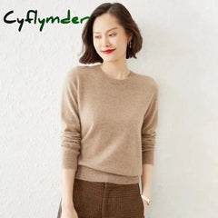 Cyflymder Sweaters Round Neck Pullover Women Keep Warm Long Sleeves Solid Color Bottoming Shirt