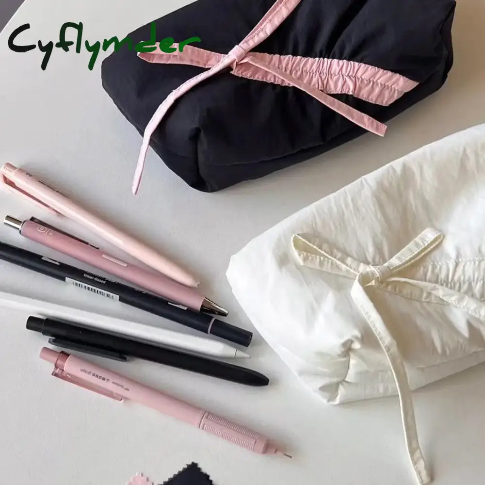 Large Capacity Bow Pencil Case Small Fresh and High-value Stationery Bag Stationery Storage Bag