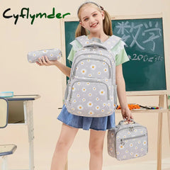 Cyflymder Teen Girls School Backpack Kids Bookbag Set With Lunch Box Pencil Case Travel Laptop
