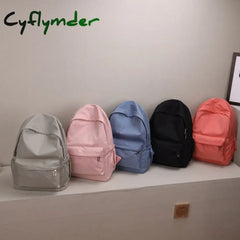 Cyflymder Teen School Bag For Girls Backpack Solid Color Women Bookbags Middle Student Schoolbag
