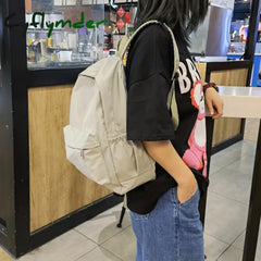 Cyflymder Teen School Bag For Girls Backpack Solid Color Women Bookbags Middle Student Schoolbag