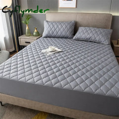 Cyflymder Thick Mattress Cover or Pillowcase Waterproof Pad Protector Monochromatic Soft Durable Fitted Sheet Bed Latex