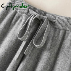 Cyflymder Thick Warm Knitted Casual Chic Basic Soft Elastic High Waist Women’s Pants Korean Fashion Straight