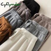 Cyflymder Thick Warm Knitted Casual Chic Basic Soft Elastic High Waist Women’s Pants Korean Fashion Straight