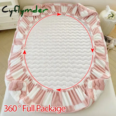 Cyflymder Thicken Velvet Bed Sheet For Bed Solid Color Mattress Cover Long Hair Fleece Bed Covers Soft Plush Queen King