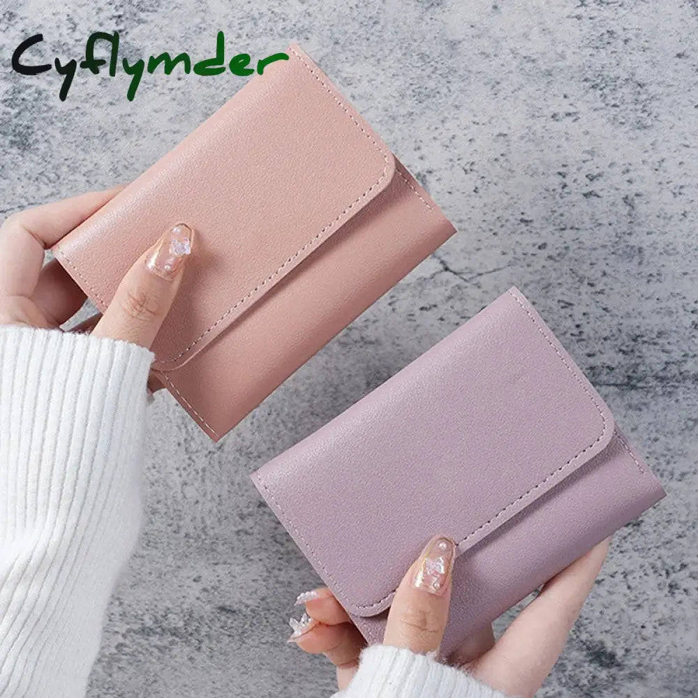 Cyflymder Three Fold Short Clip Wallet Women Short Wallet Multi-card Bag Mini Pouch Fashion Female Wallet Credit Card