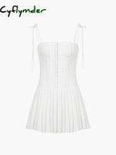 Cyflymder - Tie Shoulder Pleat Corset Short Dress White / Xs Dresses