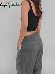Cyflymder- Tied Pinstripe Tailored Pants