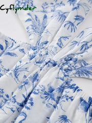 Cyflymder - Toile De Jouy Open Back Long Dress Dresses