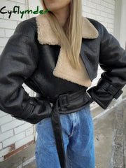 Cyflymder - Too Blessed Sherpa Lined Shearling Leather Flight Jacket Fleece Jackets