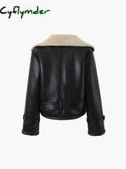 Cyflymder - Too Blessed Sherpa Lined Shearling Leather Flight Jacket Fleece Jackets