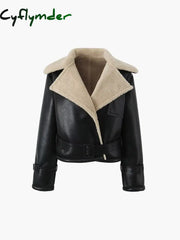 Cyflymder - Too Blessed Sherpa Lined Shearling Leather Flight Jacket Fleece Jackets