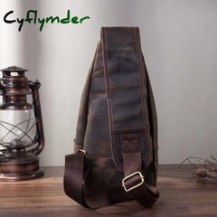 Cyflymder Top Quality Crazy Horse Leather Triangle Crossbody Chest Sling Bag For Men Design Travel