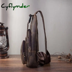Cyflymder Top Quality Crazy Horse Leather Triangle Crossbody Chest Sling Bag For Men Design Travel
