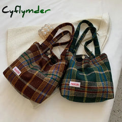 Cyflymder Tote Women’s Bag Shoulder Wool Shopper Bags For Women Large Capacity Autumn Winter New