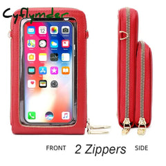 Cyflymder Touchable Cell Phone Shoulder Bags Women Multi-Functional Pocket Mini Crossbody Bag Card