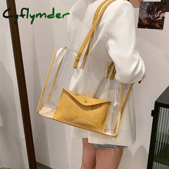 Cyflymder Transparent Bag Women 2Pcs/Set Luxury Handbag Fashion Pvc Clear High Quality Handbags