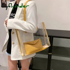 Cyflymder Transparent Bag Women 2Pcs/Set Luxury Handbag Fashion Pvc Clear High Quality Handbags