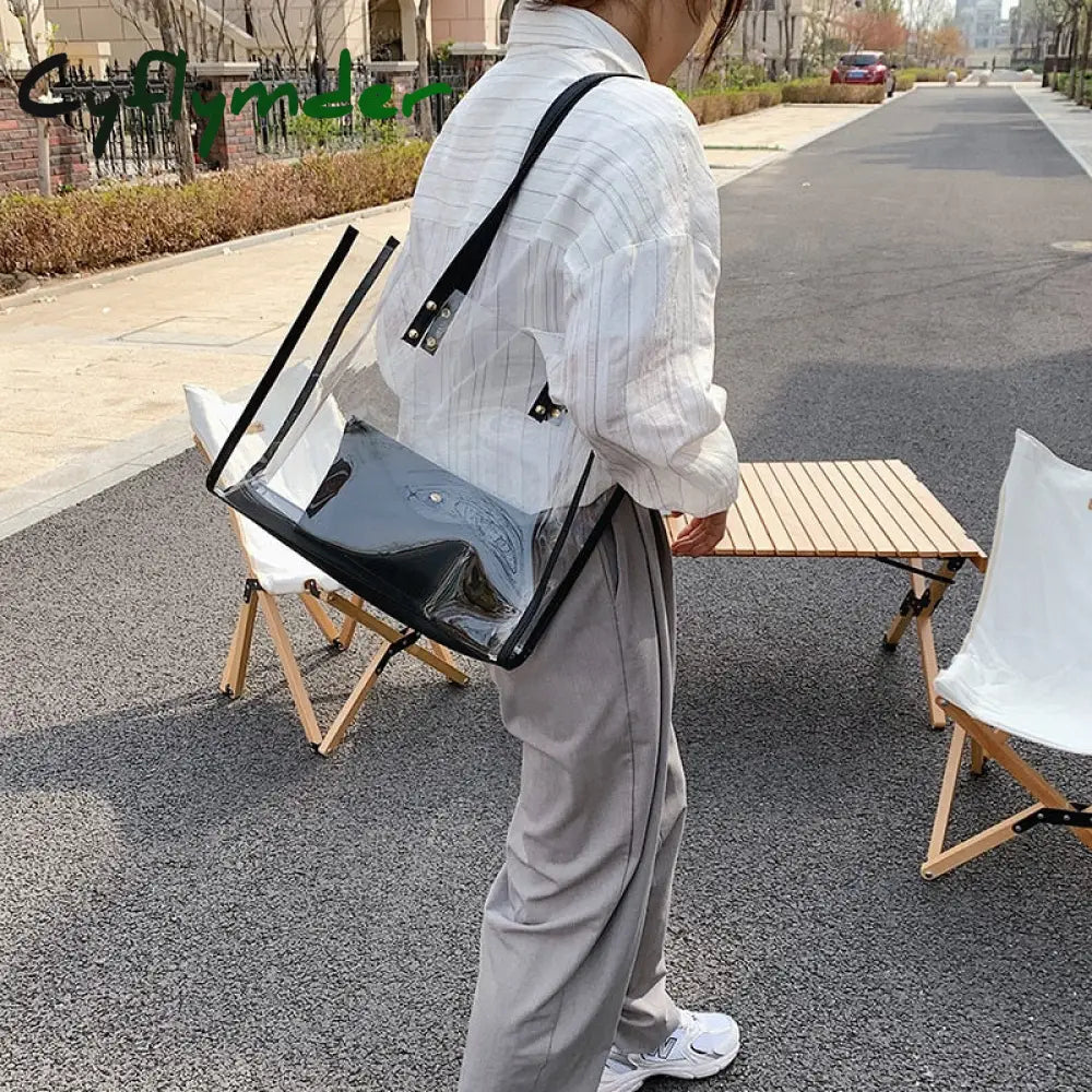Cyflymder Transparent Bag Women 2Pcs/Set Luxury Handbag Fashion Pvc Clear High Quality Handbags