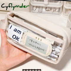 Cyflymder Transparent Large Capacity Pencil Bag Ins Style School Case Pen Aesthetic Stationery
