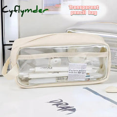 Cyflymder Transparent Large Capacity Pencil Bag Ins Style School Case Stationery Holder Waterproof