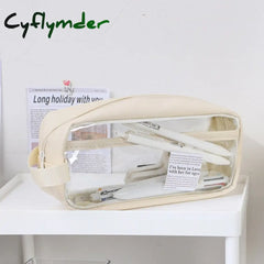 Cyflymder Transparent Large Capacity Pencil Bag Ins Style School Case Stationery Holder Waterproof