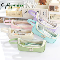 Cyflymder Transparent Pencil Case Estuches Escolares Pencilcase Large Capacity School Supplies Trousse Cute Stationery