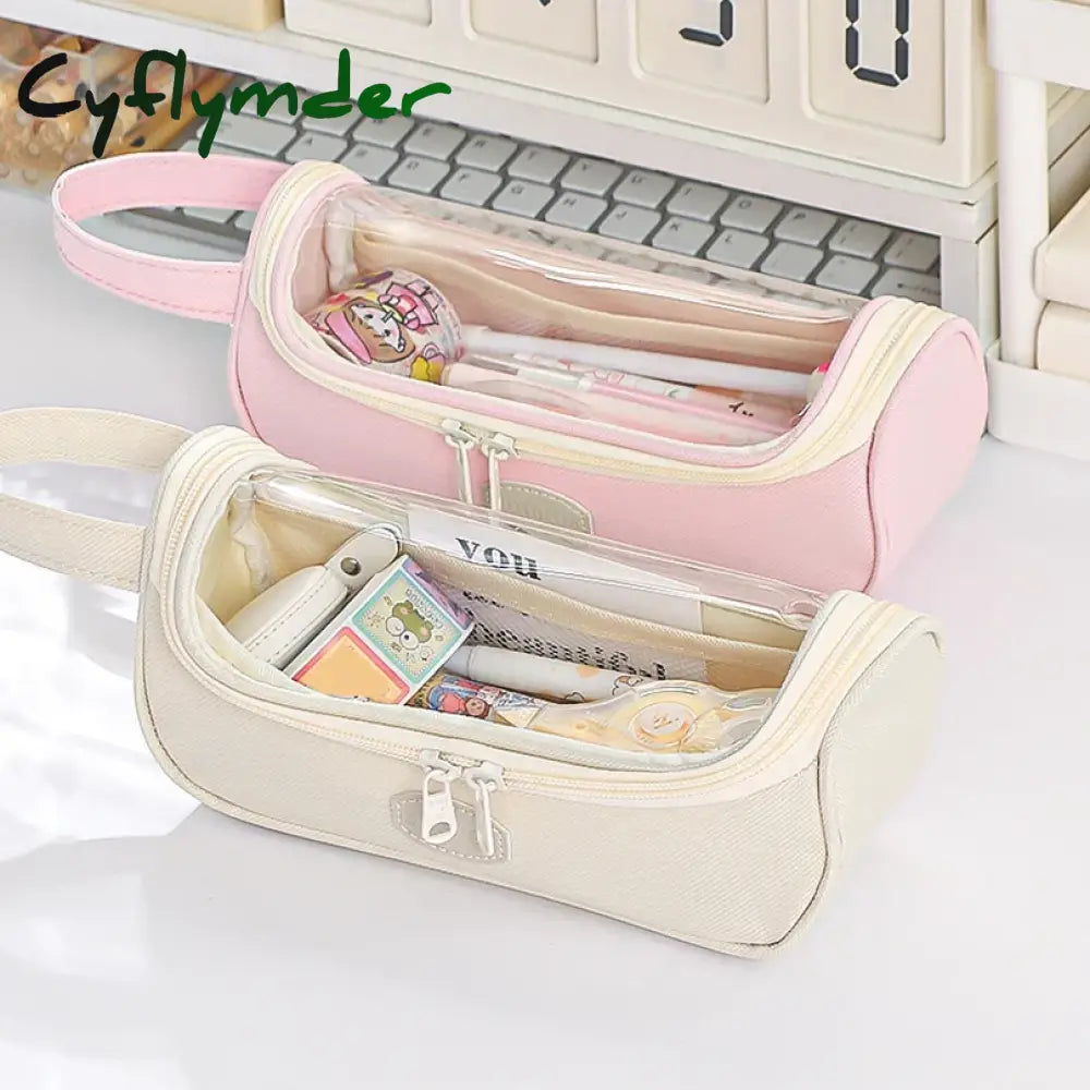 Cyflymder Transparent Pencil Case Estuches Escolares Pencilcase Large Capacity School Supplies Trousse Cute Stationery