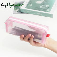 Cyflymder Transparent Pencil Case Kawaii Stationery Kalemlik Trousse Mesh Pen Case Exam Piornik Pencilcase School