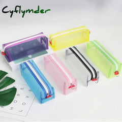 Cyflymder Transparent Pencil Case Kawaii Stationery Kalemlik Trousse Mesh Pen Case Exam Piornik Pencilcase School