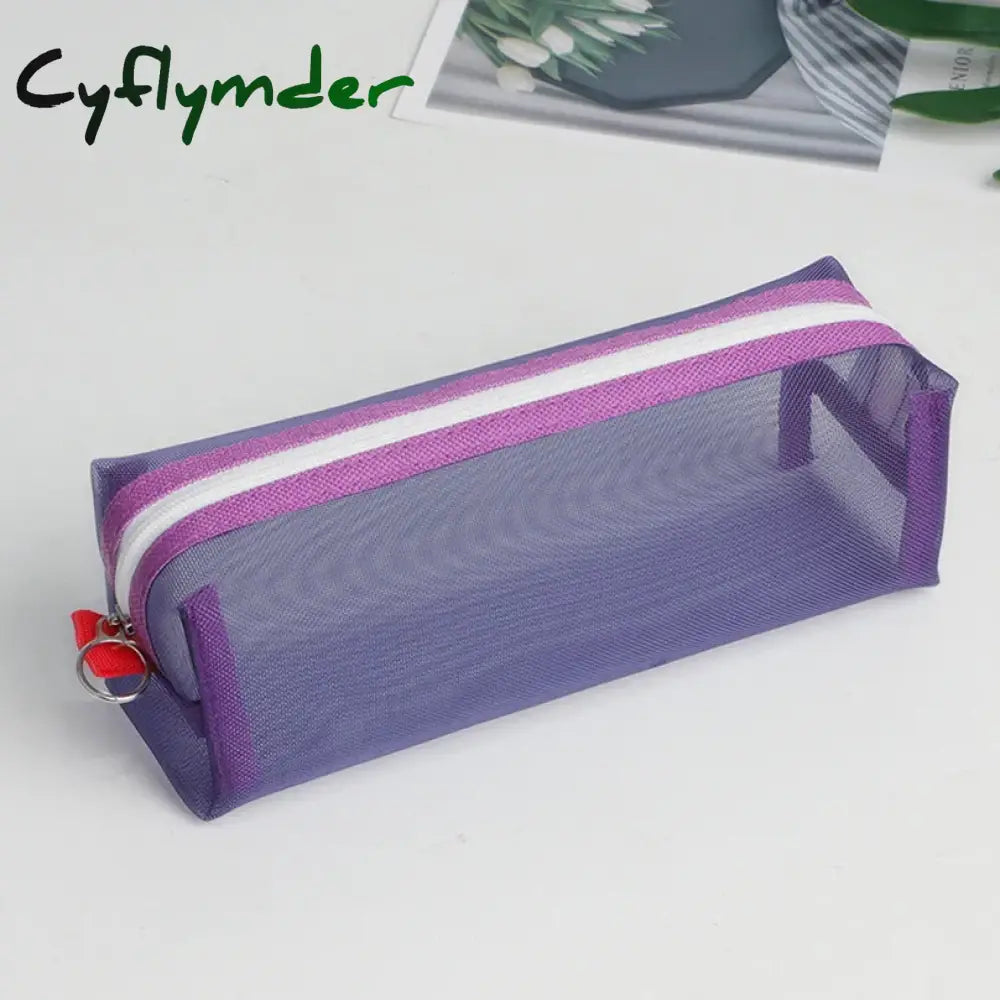 Cyflymder Transparent Pencil Case Kawaii Stationery Kalemlik Trousse Mesh Pen Case Exam Piornik Pencilcase School