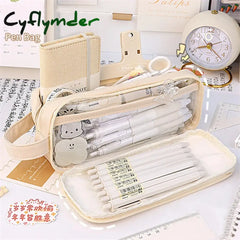Cyflymder Transparent Pencil Case Trousse Portable Box Kawaii Fournitures Scolaire Waterproof