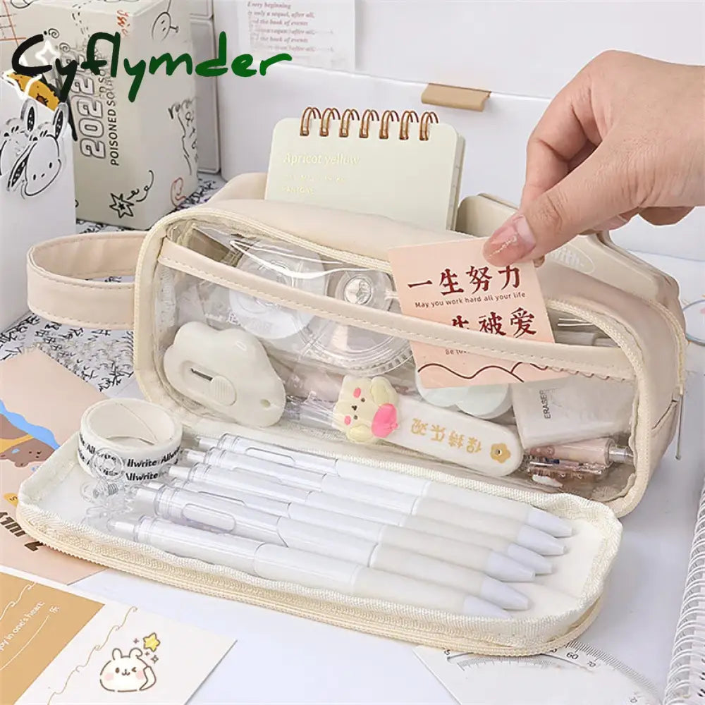 Transparent Pencil Case Trousse Portable Pencil Box Kawaii Fournitures Scolaire Waterproof School Pen Case Papeterie Japonaise