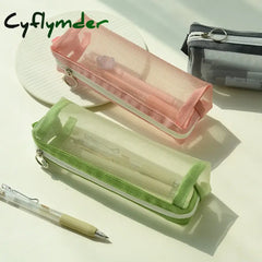 Cyflymder Transparent Stationery Bag Exam Special Student Net Yarn Pencil Case Large Capacity High