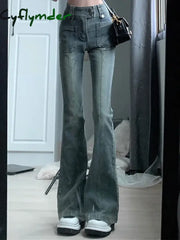 Cyflymder trashy outfits Pockets Vintage High Waist Skinny Jeans Female Hong Kong Style Denim Bell Bottom Pants Spicy
