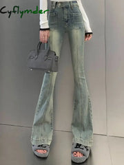 Cyflymder trashy outfits Pockets Vintage High Waist Skinny Jeans Female Hong Kong Style Denim Bell Bottom Pants Spicy