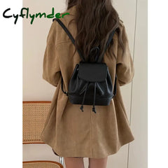 Cyflymder trashy outfits Solid Small String Backpacks PU Large Capacity High Quality Cute Fresh Fashion Backpacks for