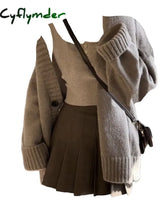 Cyflymder trashy outfits Winter Women Korean Old Money Y2k Mori Girl Vintage Outfits 3 Piece Set Thick Oversize