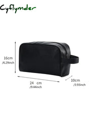Cyflymder Travel Cosmetic Bag With Handle Pu Leather Portable Large Make Up Bags For Women Men