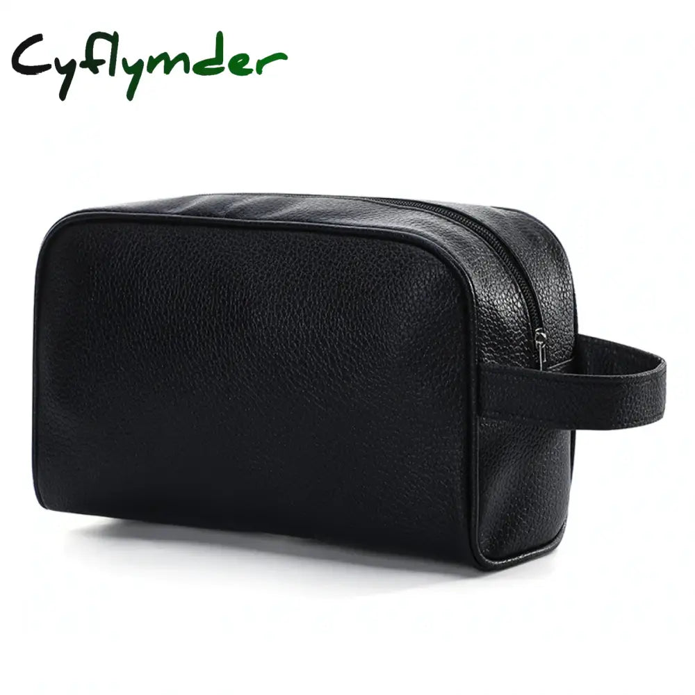 Cyflymder Travel Cosmetic Bag With Handle Pu Leather Portable Large Make Up Bags For Women Men