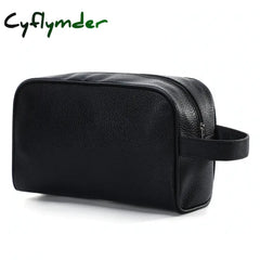 Cyflymder Travel Cosmetic Bag With Handle Pu Leather Portable Large Make Up Bags For Women Men