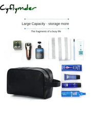 Cyflymder Travel Cosmetic Bag With Handle Pu Leather Portable Large Make Up Bags For Women Men