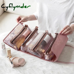 Cyflymder Travel Cosmetic Bag Women Mesh Make Up Box Bags Beautician Toiletry Makeup Brushes