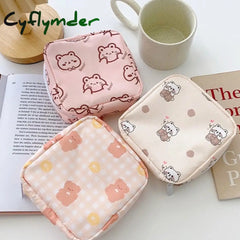 Cyflymder Travel Kawaii Cosmetic Storage Bag For Girls Cute Bear Rabbit Tampon Sanitary Pad Pouch