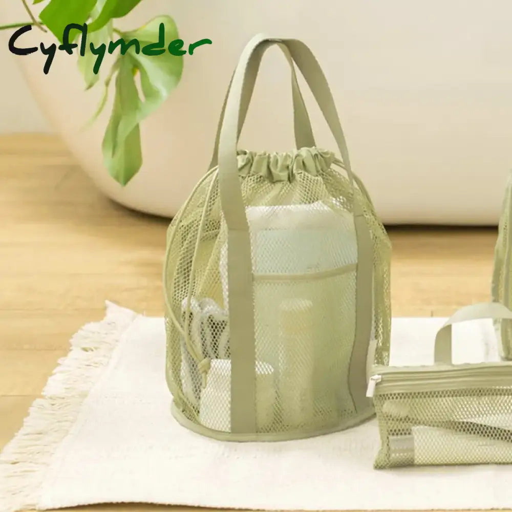 Cyflymder Travel Large Capacity Mesh Nylon Cosmetic Bag Organizer Foldable Casual Drawstring Bags