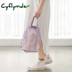 Cyflymder Travel Large Capacity Mesh Nylon Cosmetic Bag Organizer Foldable Casual Drawstring Bags