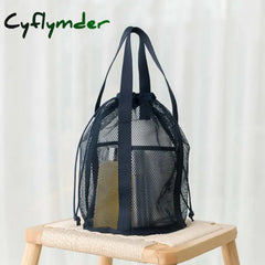 Cyflymder Travel Large Capacity Mesh Nylon Cosmetic Bag Organizer Foldable Casual Drawstring Bags