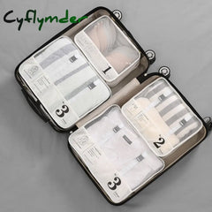 Cyflymder Travel Organizer Storage Bags Suitcase Packing Set Cases Portable Luggage Clothe Shoe