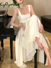 Trendy Dresses for Women Sleeveless Square Collar Party Dress Loose A Line Midi Square Collar 2023 New Summer Prom Dresses